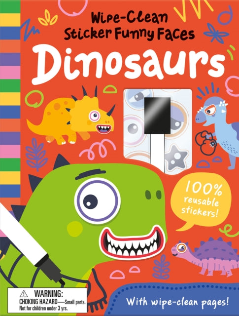 Wipe-Clean Sticker Funny Faces Dinosaurs-9781835550373