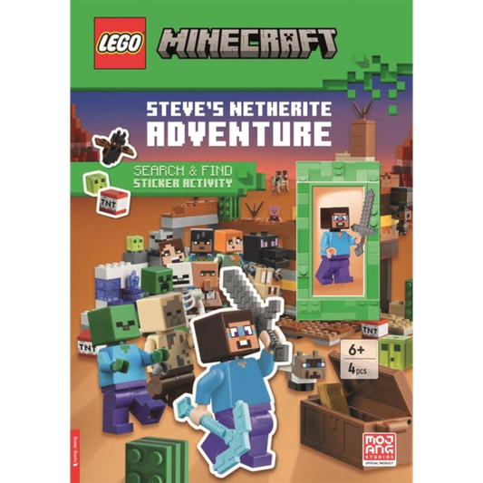 LEGO® Minecraft®: Steve’s Netherite Adventure Search & Find Sticker Activity (with Steve minifigure and sword)